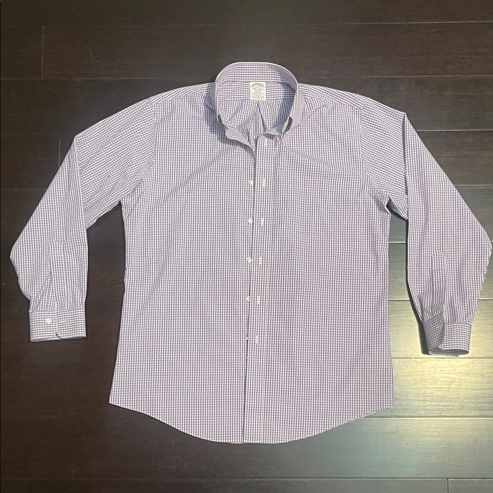 Brooks Brothers Men's Purple Gingham Regent Dress Shirt